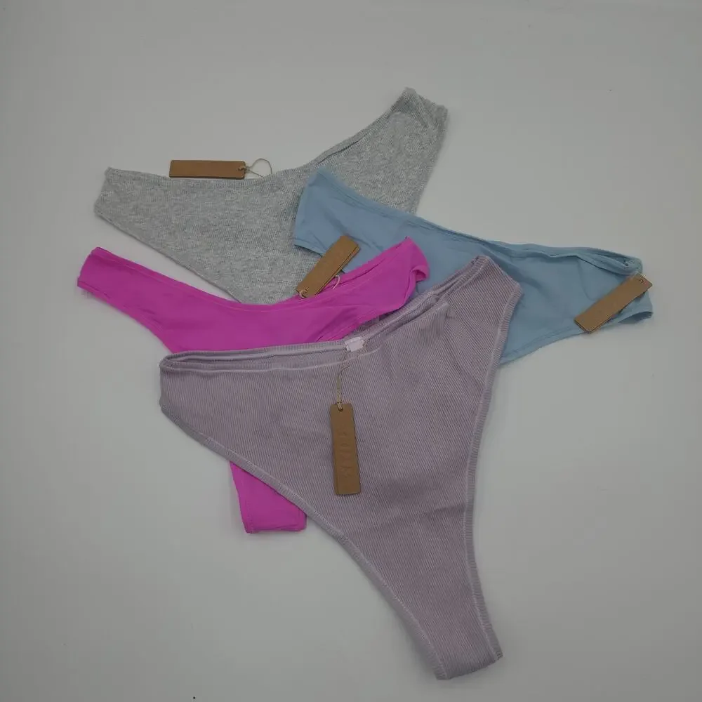 Skims Bundle of Four Cotton Ribbed Fits Everybody Thongs Size 3X